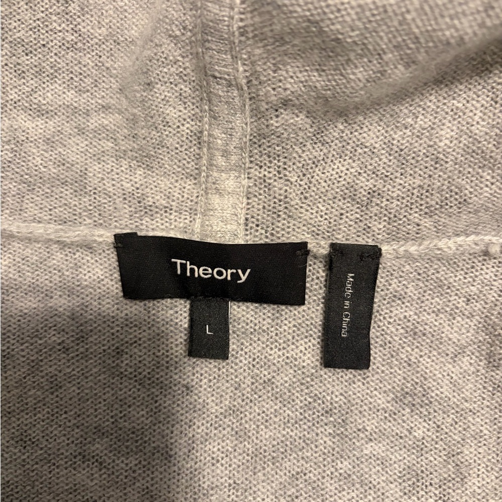 Theory Light Weight Gray Men's Cashmere Sweater with Hood - Picture 4 of 5